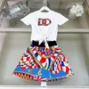 Детские девочки мальчики Два ПК устанавливают модные летние хлопковые винтажные цветочные наряды дизайнерские детские юбки для девочек плать