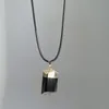 Pendant Necklaces Handmade Rough Stone Black Tourmalines Neckchains Adjustable Length Chain Choker Jewelry Accessories