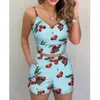 Zweiteiliges Kleid für Damen, Sommer, bedruckt, Neckholder, schmale Anzug-Shorts für Damen, T240309