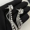 Trend Square Crystal Tassel pendente de prata cor de brincos longos, designer de mulheres, melhor qualidade para festas de festas de luxo jóias de luxo