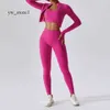 Lu Lu Yoga Tracksuit Gym Fitness Sports Set for Women Lu Lememm Wokrout Women Clothes Pants Long Sleeve Crop Top Cross Back Sports BH 3 Piece 1573