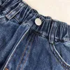 Luxe kinder trainingspakken Geometrisch logo denim baby tweedelige set Maat 100-160 kinderkleding Single Breasted shirt en jeans 24Mar