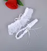 White Bridal Garters Belt Organza Sexy المؤنث بلورات الزفاف Garters Bow 2 PCS مجموعة Prom Homecoming Size 1523 Inches 4495826