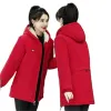 파카 엑스트라 스틱 벨벳과 면화 면봉 재킷 여자 겨울 2023 새로운 학교 극복면 재킷 중간 긴 후드 코트