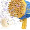 Gun Toys 69Hole Rocket Luminous Bubble Gun Gatling Electric Soap Bubble Machine Childrens Small Toys Automatic Blower With Light Gifts T240309