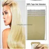 Clip In/On Haarverlängerungen Top Qualität 50G 20 Stücke 25 Stücke Kleber Haut Schuss PU Tape In Human 18 20 22 24 Zoll brasilianische indische Extension369 Dhlii