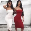 ZHYMIHRET Elegant Red Skinny Tube Dress Strapless Long Sexy Backless Bandage Party Night Off Shoulder Vestidos Femme 240228