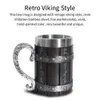 Stainless Steel Beer Mug Home Shatterproof Bar Decor Retro Viking Coffee Cup Vintage Mug Drinkware Kitchen Supplies 240306