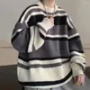 Męskie swetry ciepły dzianin sweter w stylu japoński kolor kolorowy gęsty pulower z długim rękawem jesienne zimowe retro w połowie