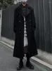 Trench da uomo Cappotto con bottoni a doppia fila Cappotto soprabito stile unisex Lungo per uomo e donna Nero