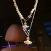 Viviennenes Westwoods Naszyjnik damski planeta perłowe szpilki minimalistyczny unikalny łańcuch akcesoria