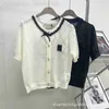 T-shirt da donna del marchio 24 Alta qualità Estate Leggera Lusso Industria pesante Chiodo Perline Fiocco Moda squisita Girocollo Manica corta Cardigan ultra sottile Top 0H96