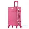 Valigie 20 24 26 pollici Set di valigie con rotelle Valigia da donna su ruote In pelle PU Rosa Moda Retro Trolley Cabina con ruote Ragazze261g