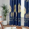 Curtain 1PC Gold Stamping Leaf For Living Room Navy Blue Drape Kids Baby Bedoom Window Study Shade Custom #E