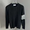 Men's Sweaters 2024 Autumn And Winter Simple Brocade Sweater Fashion Twist Stripes Casual Round Neck Warm Pullover