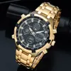 Boamigo Brand Hotes Military Men Sport Watches Auto Date Chronograph Gold Steel Digital Quartz Wristwatches Relogio Masculino Ly210M