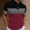 Hommes Polo Shirt Stripe Print Simplemale Vêtements D'été Casual Manches Courtes Chemise Oversize Mode Breath Swea Tshirt Tops 240229