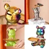 Dekorativa föremål Figurer bär hemdekorationstillbehör Cartoon Bear Animal Doll Fashion Storage Tray Piggy Bank Snacks Makeup Nyckelagring. T240309