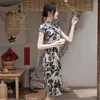 Этническая одежда, высококачественное шелковое платье Cheongsam, длинное и широкое, повседневное платье для молодежи, современное Ципао, китайское свадебное платье