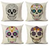 Painted Face Skull Printed Cotton Linen Pillow Case Decorative Office Home Throw Pillow Cover Creative Home Office Cushions withou5569149