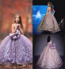 Luxury Flower Girls Dresses with 3D Floral Applique Spaghetti Strap Fashion Fluffy Detachable Bow Ball Gown for Birthday Wedding5353686