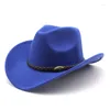 Berets Homens Western Cowboy Hat Mulheres Panamá Cowgirl Jazz Chapéus Outdoor Rider Wide Brim Fedora Caps Sombreros de Vaquero