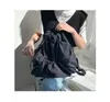 Moda ruched drawstring mochilas para mulheres estéticas tecido de náilon mochila leve estudantes saco de viagem feminino 240309