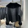 Manteau en fourrure mérinos intégré en cuir véritable d'agneau pour femmes jeunes et courtes à la mode, nouvelle collection 2023, 791984