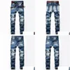 Men'S Jeans Men Slim Fit Jeans Spring Autumn Retro Blue Fashion Splash Ink Desinger Mens Casual Denim Pants For Male Vaqueros Hombre Dhnfh