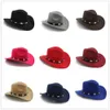 Vintage wełniana czapka kowbojska dla womem men szeroko zakrojona kowbojowa czapka jazzowa z skórzaną toca sombrero czapkę 240228