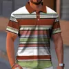 Hommes Polo Shirt Stripe Print Simplemale Vêtements D'été Casual Manches Courtes Chemise Oversize Mode Breath Swea Tshirt Tops 240229