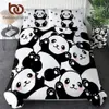 Beddingoutlet panda casa têxtil capa de edredão com fronha dos desenhos animados arco-íris conjunto cama animal crianças adolescente roupa rainha 3 pçs 2256a