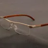 패션 선글라스 프레임 나무 안경 프레임 남성 남성 여성 빈티지 반 림 눈 광학 근시 처방 안경 명확한 안경 197L