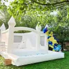 Maison gonflable blanche de 15 x 13 pieds avec souffleur, piscine à balles, grand château gonflable pour fête d'anniversaire, mariage, événement, maternelle