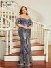 Urban Seksowne sukienki Missord Blue Plus Size Wedding Party Sukienki Kobiety Elegancki spaghetti Pasek krótki rękaw