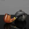 Other Home Garden ic Rosewood Smoking Pipe 9mm Filter Bent Tobacco Pipe Gold Ring Wood Pipe High Quality Smoke Pipe Accessory T240309