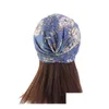 Akcesoria do włosów Hugmee National Wind Turban Cap wyłożona satynowa chemioterapia kapelusz dla kobiety pałąka głowa zużycie piratów P00953159875 DHRMS