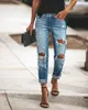 Women's Jeans 2022 New Womens Fashion Mid Rise Boyfriend Big Tear Hole Jeans Casual Street Denim Pants Sexy Retro Pencil Calca J240306