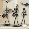 Decorative Objects Figurines Metal Musician Guitar Player Statue Musical Instrument Little Iron Art Collectible Figurine Home Cafe Office Book Shelf Decorate T24