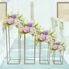 Vaser 4st Metal Flower Rack Prop Geometric Column Vase Stand Wedding Party Decor Gold Rectangular Rack för bröllop 40/60/80/100cm L240309