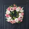 Couronnes artificielles de pivoines de fleurs décoratives, guirlande de Simulation de qualité parfaite pour mariage