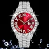 Voller Diamanten Mode Quarzuhr Männer Iced Out Luxus Klassische Designer Silber Edelstahl Herrenuhren Hip Hop Reloj Hombre W317e