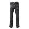 Arrivals Men Black Gray Flare Splice CatMoustache Washed Denim Pants Bootcut Spliced Streetwear Flared Jeans 240309