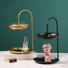 Objets décoratifs Figurines créatif fer double couche circulaire cosmétiques plateau de rangement maison chambre bureau boucles d'oreilles bracelet support de rangement plateaux décoratifs T24