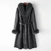 Chain Haining New Rabbit Integrated For Women's Spring And Autumn 2024 Fox Collar Real Fur Coat 739597