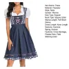 Klä dig högkvalitativ traditionell tysk rutig dirndl klänning Oktoberfest kostymdräkt för vuxna kvinnor halloween cosplay fancy party