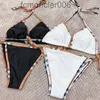 Kvinnors badkläder klassisk rutig bikini kvinnor baddräkt set lyx designer varumärke mode sexig elegant strand thong kvinnlig sommarkläder LIG3