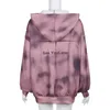 Hoodies femininos soltos zip-up tie-dye moletom com capuz cardigan para o outono y2k casual manga longa roupas femininas com capuz kpop