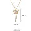 Pendentif Colliers Crystal Butterfly Collier pour femmes Moderne Y2K Golden CZ Cou Long Luxe Bijoux Cadeau