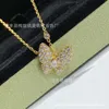 Naszyjnik designerski Vancf Naszyjnik luksus Diamond Agat 18K Gold Sterling Butterfly Full Diamentowy łańcuch mody Naszyjnik na żywo